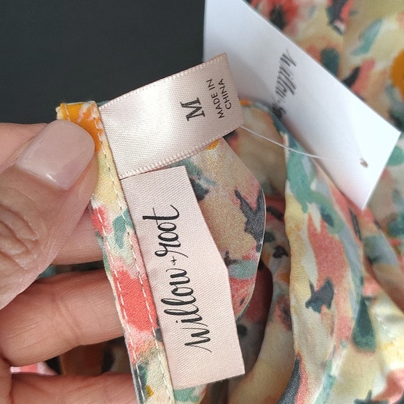 Willow And Root Halter Top Floral Print Size Medium Pink Orange Green Sleeveless - Picture 6 of 6